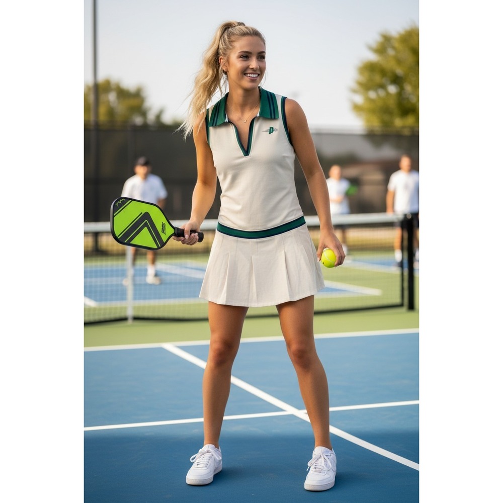 NWT Prince Pickleball Sleeveless Tennis Dress‎ Pleated Skirt L Preppy Retro Club